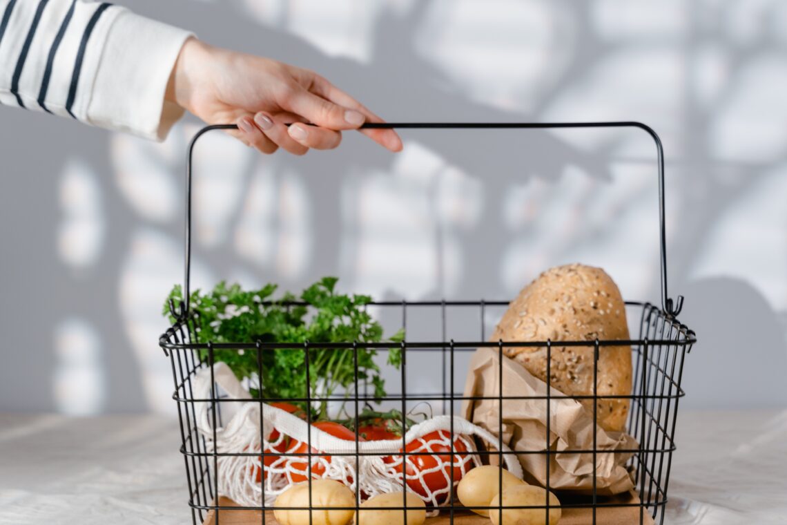 shopping basket with food inside