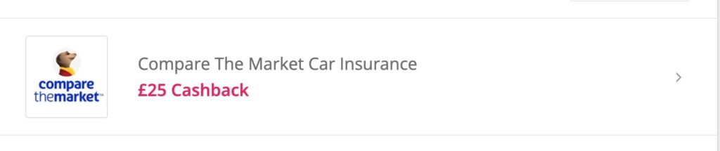 Compare The Market offer on TopCashback