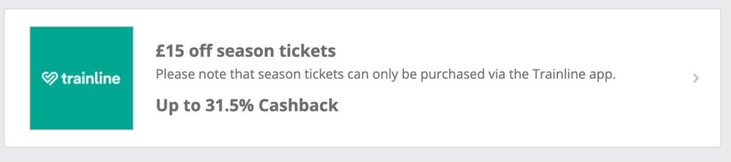 trainline offer on TopCashback